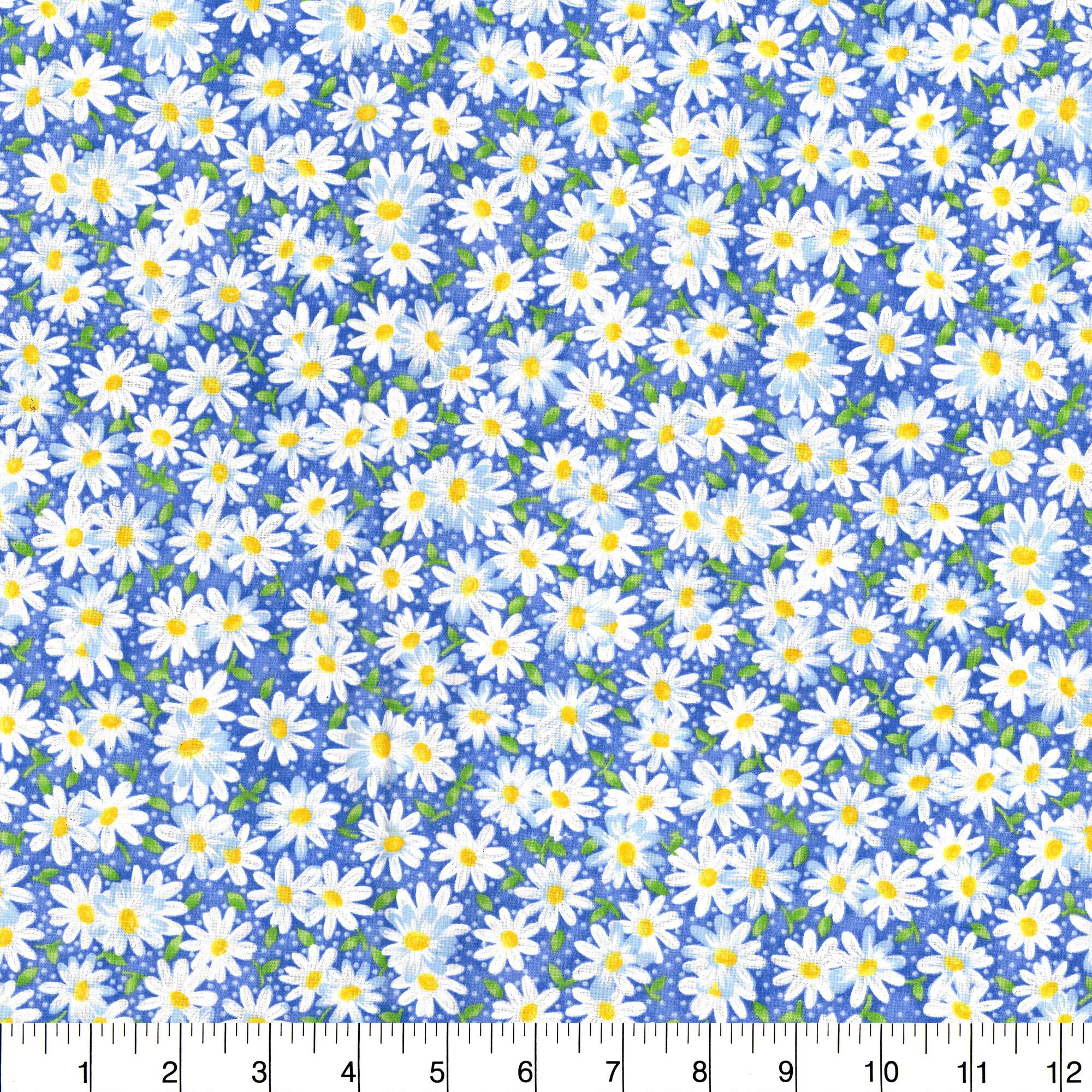 Fabric Traditions White Packed Daisies Cotton Fabric
